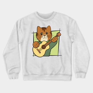 Cat Playing Guitar Music Crewneck Sweatshirt